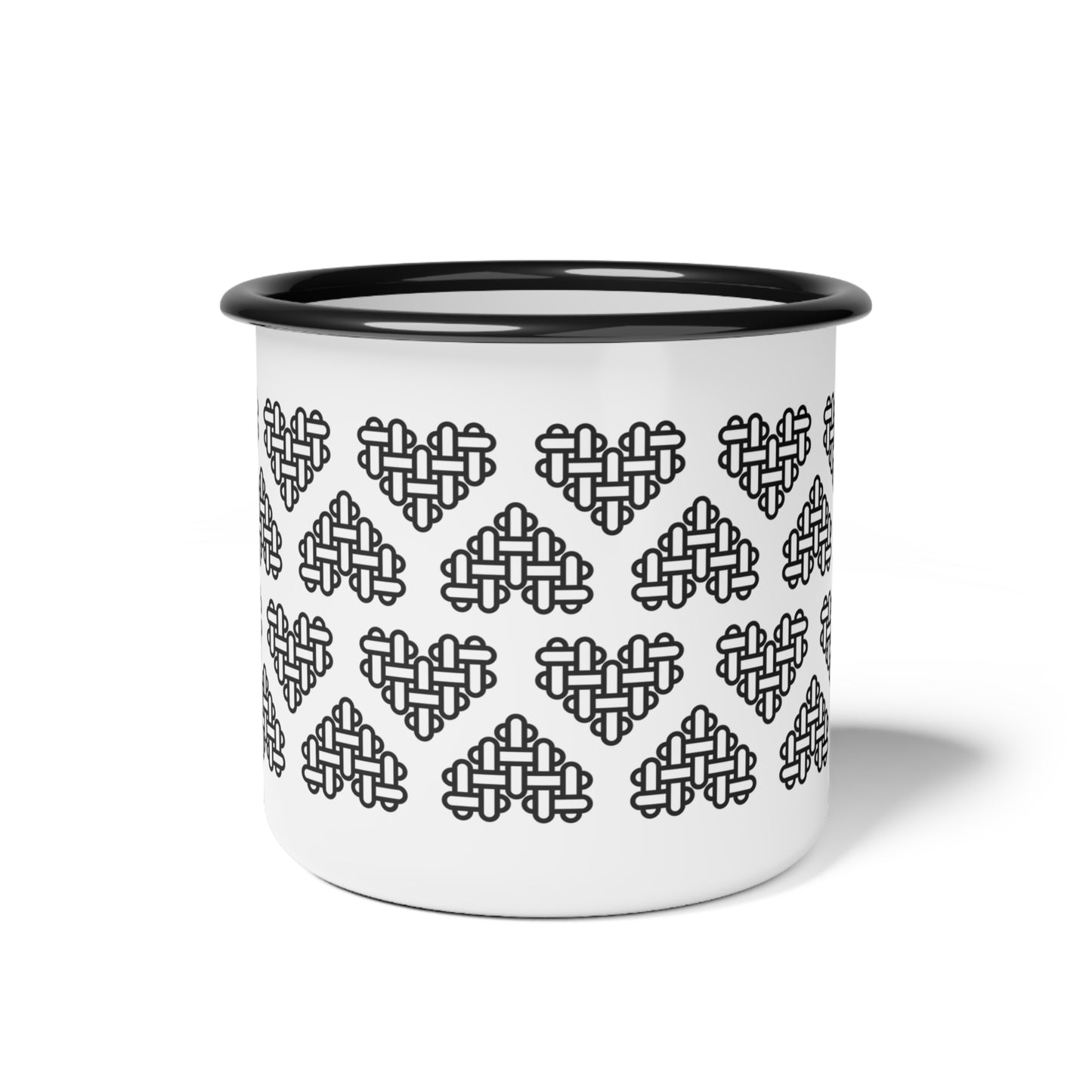 The Printed Heart - Enamel Camp Mug - Black Hearts