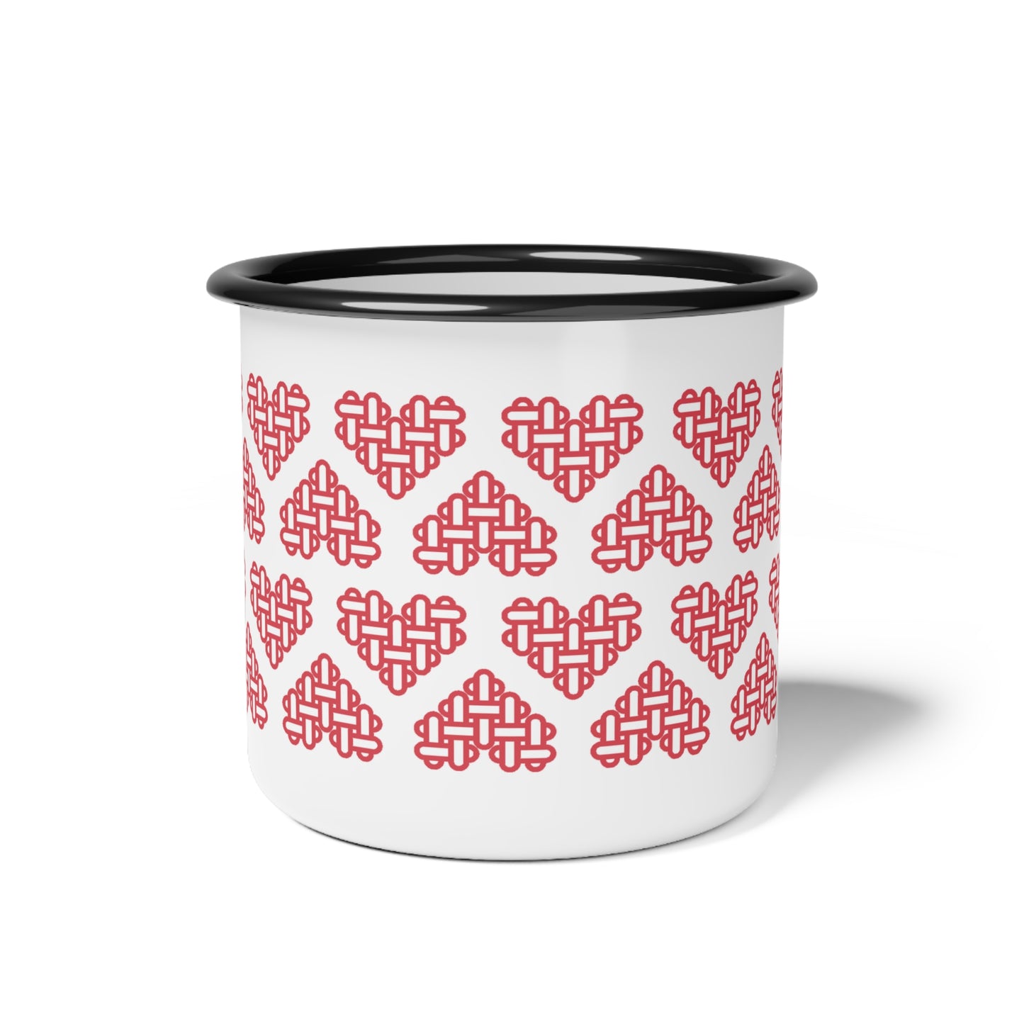 The Printed Heart - Enamel Camp Mug - Red Hearts