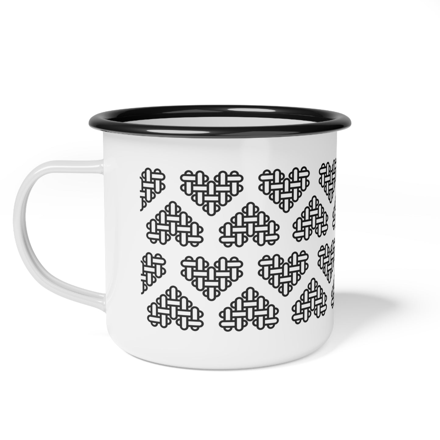 The Printed Heart - Enamel Camp Mug - Black Hearts
