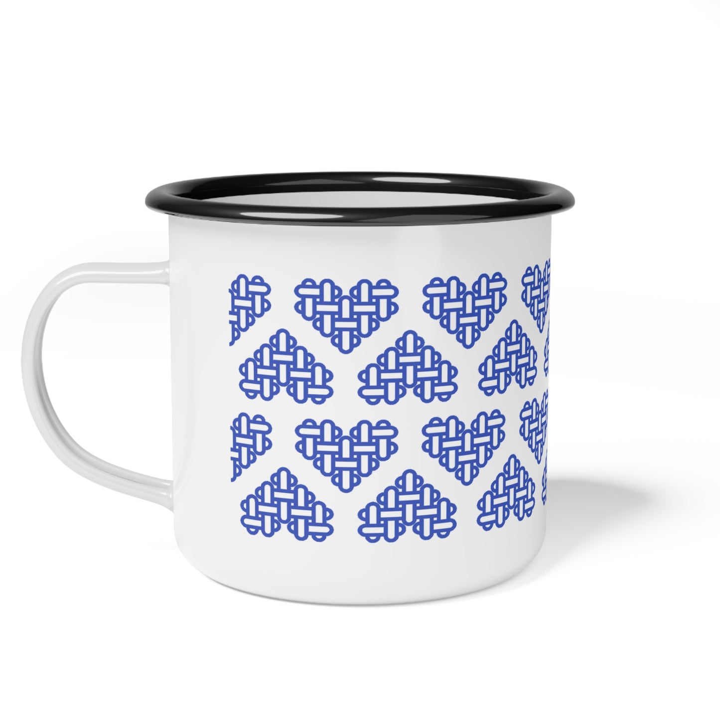 The Printed Heart - Enamel Camp Mug - Blue Hearts