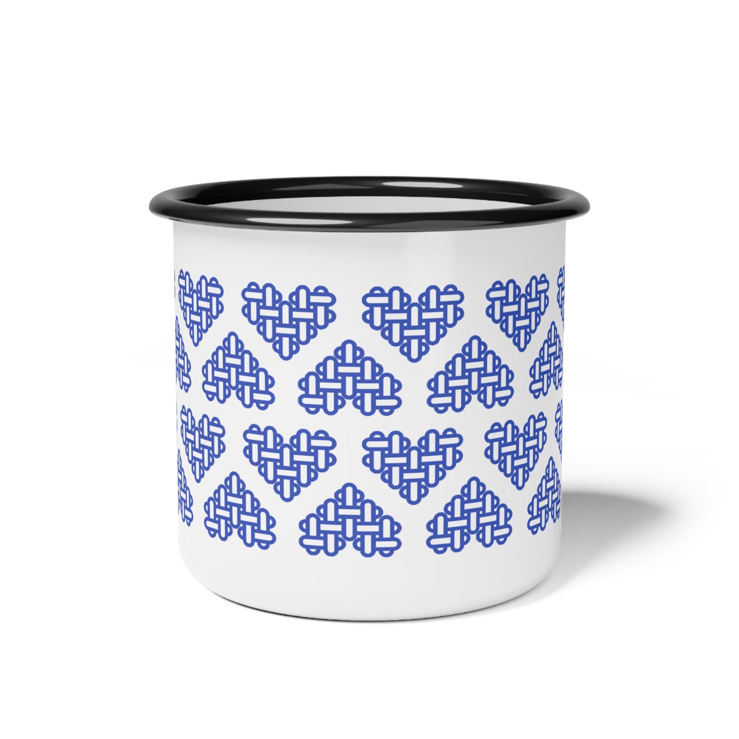 The Printed Heart - Enamel Camp Mug - Blue Hearts