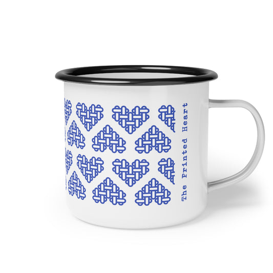 The Printed Heart - Enamel Camp Mug - Blue Hearts