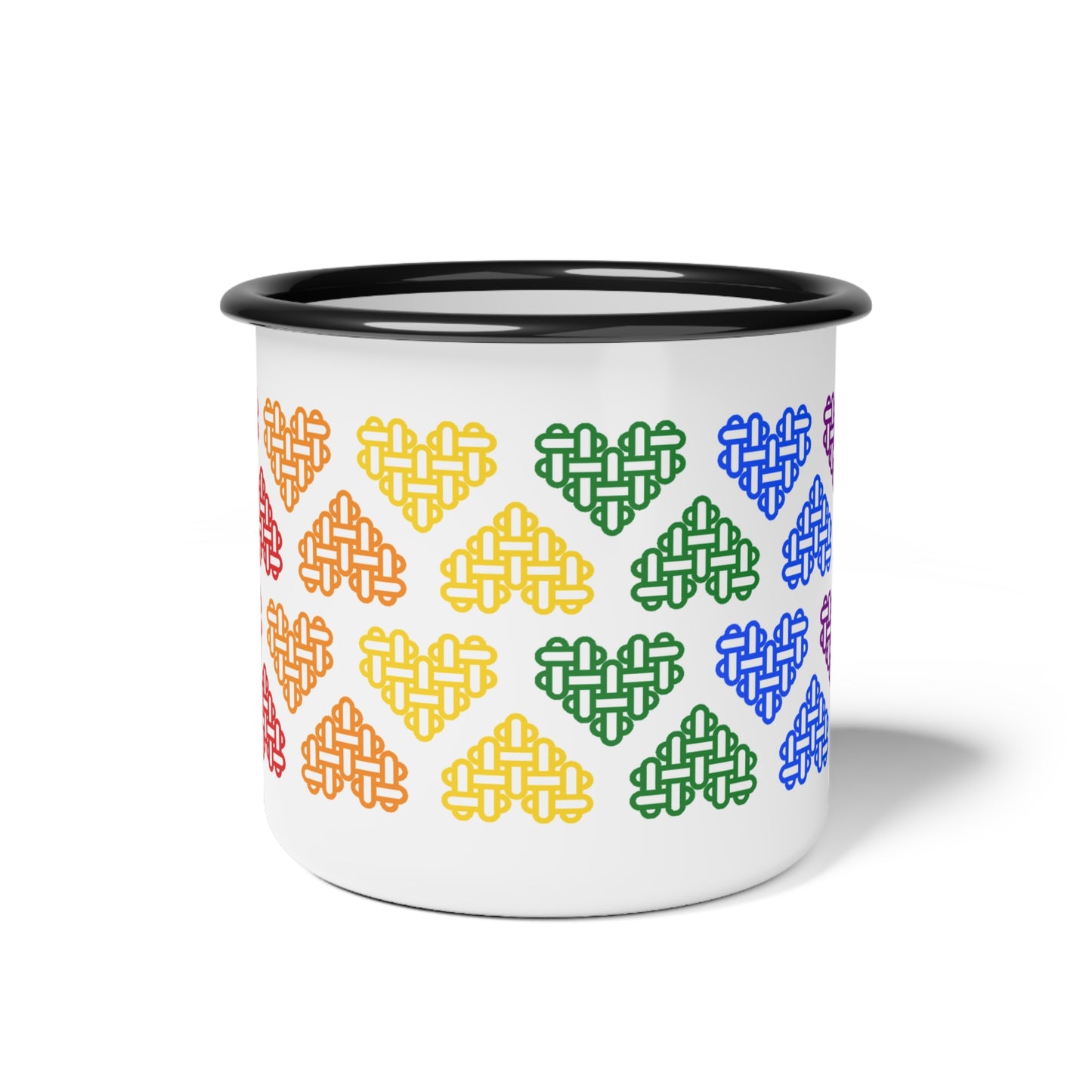 The Printed Heart - Enamel Camp Mug - Rainbow Hearts