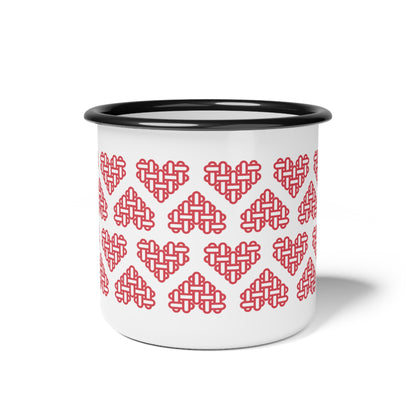 The Printed Heart - Enamel Camp Mug - Red Hearts