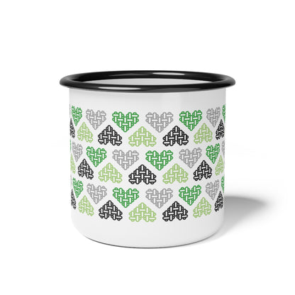 Enamel Mug - Mixed Aromantic Pride Flag Colours - Personalisable