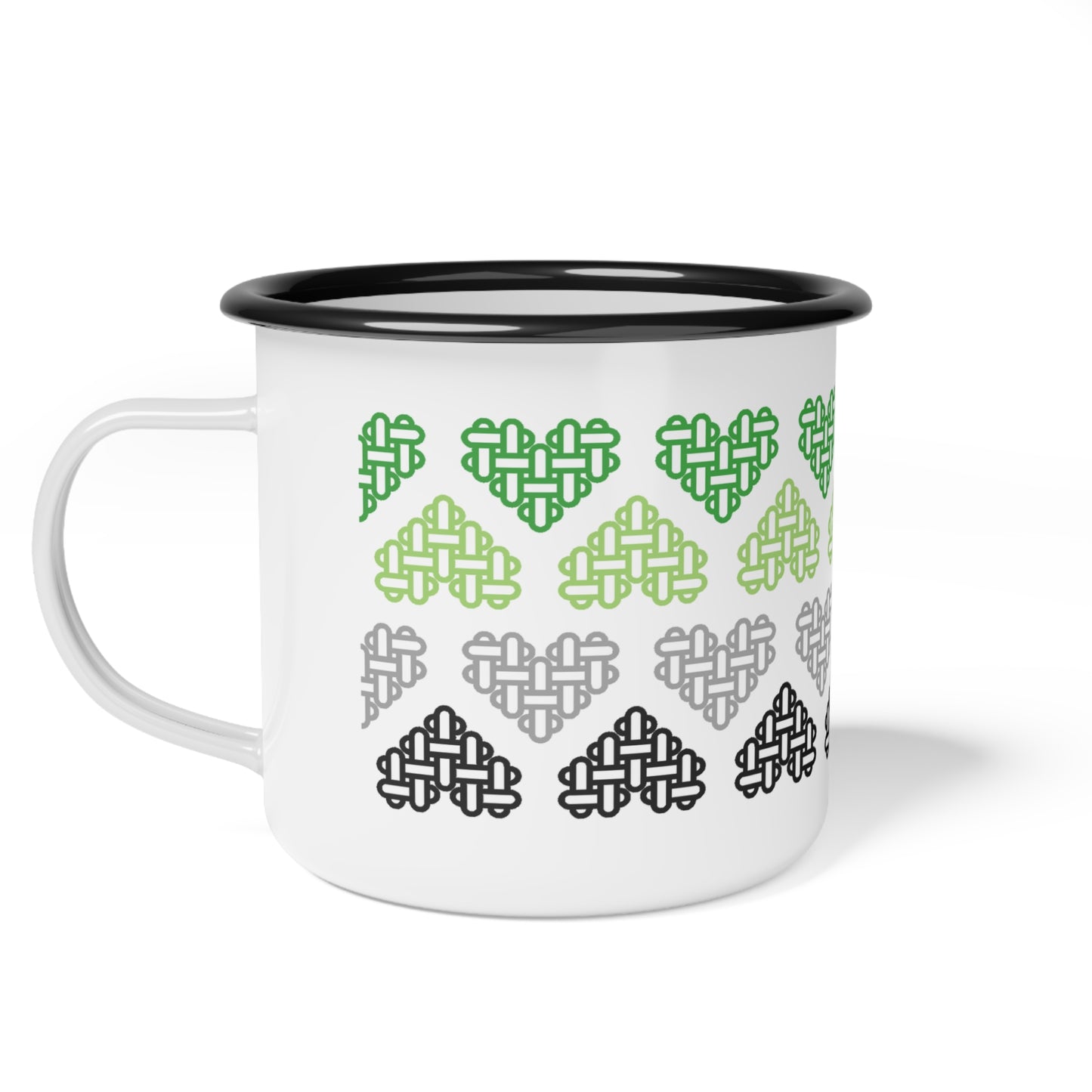 Enamel Mug - Aromantic Pride Flag Colours - Personalisable