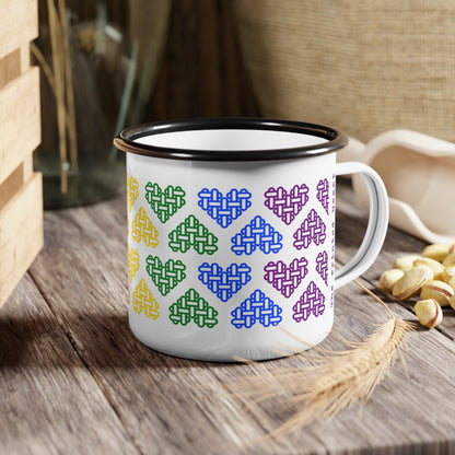 The Printed Heart - Enamel Camp Mug - Rainbow Hearts