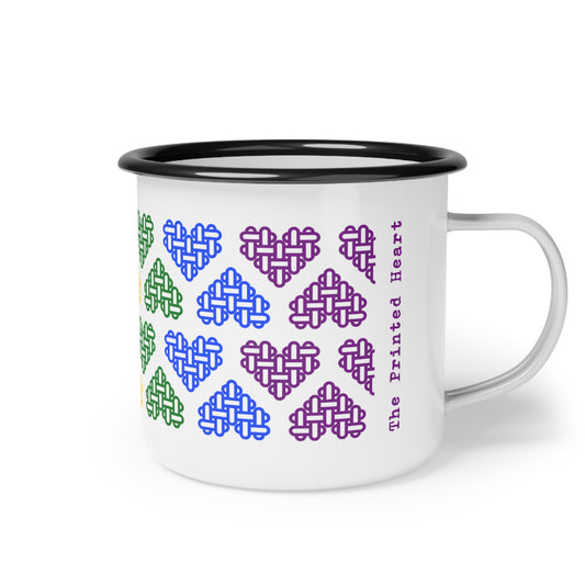 The Printed Heart - Enamel Camp Mug - Rainbow Hearts