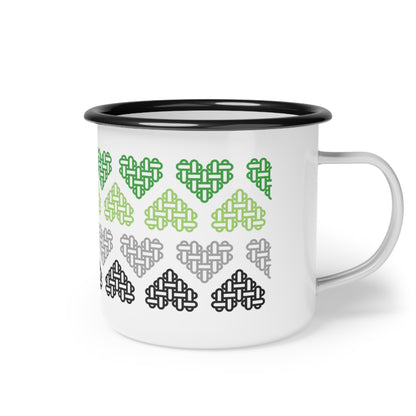 Enamel Mug - Aromantic Pride Flag Colours - Personalisable