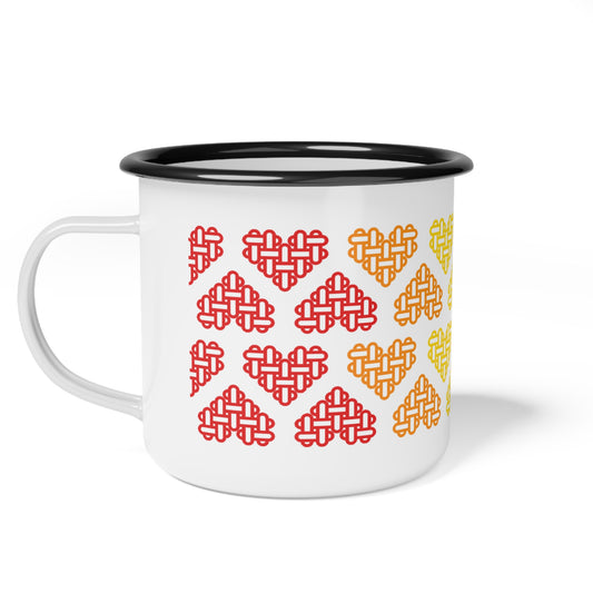 The Printed Heart - Enamel Camp Mug - Rainbow Hearts