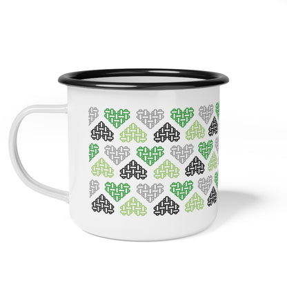 Enamel Mug - Mixed Aromantic Pride Flag Colours - Personalisable