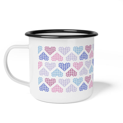 Enamel Mug - Mixed Bigender Pride Flag Colours - Personalisable